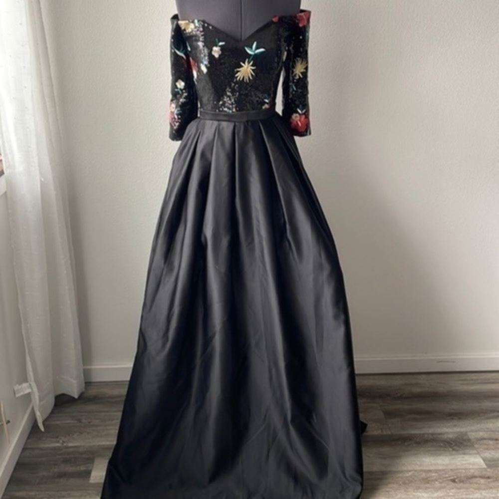 New MIA PALUZZI dress size 6 exquisite gown fully sequined top off the shoulder